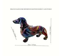 TEMU Escultura de resina de perro salchicha , 1 - Estatua decorativa colorida y reflectante de para el hogar y , para muebles de TV, vitrinas , dormitorio o - Material ABS moderno, regalo para de la
