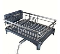 TEMU Escurridor de platos giratorio de 360° de gran capacidad Faridabio con tabla de drenaje empotrada y construcción de acero inoxidable 304, para el almacenamiento y la organización de la cocina