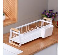 TEMU Escurridor de platos para encimera de cocina, escurridor de platos, escurridor de platos con bandeja de drenaje y soporte para utensilios desmontable, diseño , para fregadero de cocina, negro,