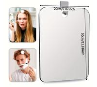 TEMU Espejo de Baño Extra Grande Antivaho con Ganchos Adhesivos - Sin , Portátil para Maquillaje y Afeitado, Diseño Floral, Material Plástico, Ideal para Baños, Gimnasios o Viajes
