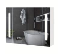 TEMU Espejo de Baño Moderno de Pared con Iluminación LED - Luz Ajustable de 3 , Ideal para Baños Pequeños, y de , y Puertas/Estante de Madera Ingenierizada, Montaje sobre el Lavabo