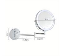 TEMU Espejo de maquillaje de pared con LED, cara, , sin necesidad de taladrar, ideal para baños y aseos de hoteles
