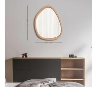 TEMU Espejo de Pared - Decoración para Pared 45cm X 34cm, de Madera con Diseño Irregular, Adecuado para Baños, Tocador, Dormitorio y Pasillo