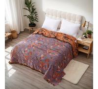 TEMU Estampado Floral de Gasa de Algodón Multicapa, Ultra , Transpirable, Lavable a Máquina, Reversible, para Todas y Versátil como Toalla o