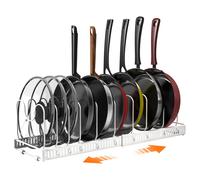 TEMU Estante de Almacenamiento Ajustable para Ollas y Sartenes con 10 Divisores, para Organizar Utensilios de Cocina y Repostería en Encimeras de Cocina o en el Despensa - Color: