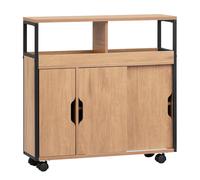 TEMU Estante de Almacenamiento con Ruedas, Carrito para Con 2 Compartimentes Abiertos, ¡Divisores Ajustables! Puertas, 70 x 70 X 20 cm, Ónix