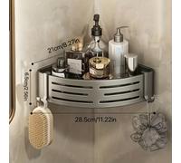TEMU Estante de almacenamiento de baño de una/ capa, cesta triangular de aluminio espacial de montaje en pared sin taladro, colgador para cuarto de ducha y baño, estantes