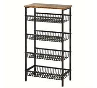 TEMU Estante de Almacenamiento Multicapa Versátil con Divisores de Madera - Metal Duradero, Acabado Pintado para Organización de Cocina, Baño y