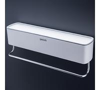 TEMU Estante de Almacenamiento para Baño con Barra para Toallas, Estante de Almacenamiento de Plástico, Estante de Almacenamiento Sin Taladro, Estantes