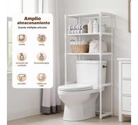 TEMU Estante de Almacenamiento sobre Inodoro de 3 Niveles, Organizador de Baño Ahorrador de , Estantería Metálica para Lavandería y , Soporte Multiusos para Toallas y Champú, 50.5x30x134cm