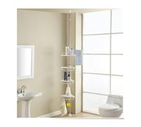 TEMU Estante de Baño Ajustable, Columna de Ducha Telescópica, 100-260 cm -320cm, de Suelo a Techo, con de Acero Inoxidable, 4 Bandejas, , 1 Toallero,