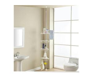 TEMU Estante de Baño Ajustable, Columna de Ducha Telescópica, 100-260 cm -320cm, de Suelo a Techo, con de Acero Inoxidable, 4 Bandejas, , 1 Toallero,