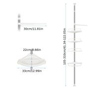 TEMU Estante de ducha ajustable de acero inoxidable, estante esquinero con de tensión de 105-310 cm para baño, piscina y vestidor, organizador