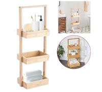 TEMU Estante de ducha esquinero, organizador de ducha de bambú de 3 niveles con asa, cesta de madera para baño para champú, estante para interior de ducha, baño, oficina, escritorio de cocina
