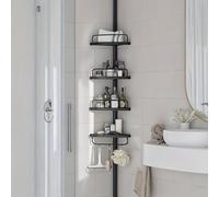 TEMU Estante de Esquina para Ducha, Estante de Baño de 4 Niveles, Organizador Ajustable de 85 a 305 cm, Estantes para Baño