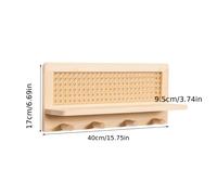 TEMU Estante de pared tejido, estante de pared tejido de madera natural sin taladro, con 4 ganchos, para colocar macetas, abrigos, llaves, estante flotante autoadhesivo