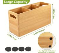 TEMU Estante espacioso de bambú para utensilios de cocina con tres secciones, diseñado en un estilo , ideal para organizar cubiertos en encimeras, completo con una junta