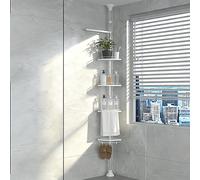 TEMU Estante esquinero de ducha de tensión de 4 niveles | Organizador de almacenamiento para baño | con estantes ajustables para champú, jabón, accesorios | Estante retráctil 260 cm/102 pulgadas
