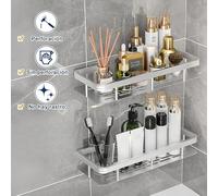 TEMU Estante esquinero para ducha de baño, estante de ducha, estantes de baño, fácil de instalar sin taladrar, estante de ducha de gran capacidad para almacenamiento en el baño y decoración del hogar