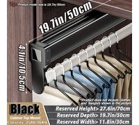 TEMU Estante extraíble ahorrador de con perchas de pantalones deslizantes ajustables, acabado lacado metálico, adecuado para habitaciones, 1 estante, capacidad de 35 lbs/16 kg, disponible en negro y