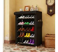 TEMU Estante para zapatos de 6 niveles y 5 compartimentos, capacidad para 15 de zapatos, diseño para fácil movilidad, de tela no tejida, la opción ideal para la organización del armario de zapatos