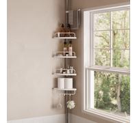 TEMU Estantería de Esquina de Baño, Ajustable , Organizador de Ducha, de Acero Inoxidable de 95-300 cm , con 4 Estantes