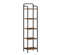 TEMU Estantería, Estante Vertical, Librero Delgado, de Esquina Industrial, Estante para Oficina en Casa, , Dormitorio, Cocina, Diseño Vintage de Niveles en Color Marrón y Negro