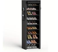 TEMU Estantería para Zapatos de 10 Niveles con Fundas de Tela, Gran Capacidad Apilable para 20 de Zapatos y Botas, Estructura Metálica Resistente, Organizador para Armario, Entrada, Garaje, Dormitorio