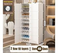 TEMU Estantería para Zapatos de 2 Filas y 4/6/8/10 Niveles con Puertas y Porta Llaves, Organizador de Zapatos Portátil para Botas, Pantuflas y Más de 8 ()