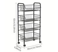 TEMU Estantería Rodante de 3/4/5 Niveles con Ruedas - Carro Resistente y Ahorrador de , Ideal para Cocina, Baño, Despensa - Montaje Fácil, Organizador Multiusos (Sin Madera)