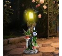 TEMU Estatua de LED para pareja con energía solar y letrero de bienvenida, diseñada para decoración de jardines exteriores, para mejorar el en patios, y jardines traseros