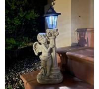 TEMU Estatua solar de ángel para exteriores de 19.29 pulgadas con diseño de columna IPX4, para mejorar de tu jardín y patio mientras proporciona iluminación (derecha, izquierda)