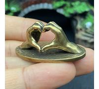 TEMU Estatuilla pequeña de latón con manos formando un , adorno de latón con acabado envejecido, diseño original, 4 cm, a , decoración para estanterías de oficina, regalo festivo sincero para