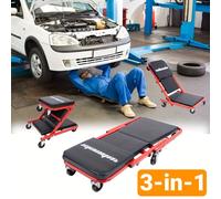 TEMU Estirador de mecánico plegable de resistencia y asiento rodante, de soportar 340 lbs, estirador Z convertible diseñado para uso en garaje y , taburete de mecánico profesional con ruedas (1 )