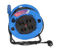 TEMU Extensible Eléctrico Plástico - Enrollacables Azul/Negro con 4 Enchufes, Uso Interior/Exterior