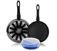 TEMU Fagor - Set de Sartenes Negras + Taper, Acero Esmaltado, Antiadherente Capa, Para Todas las Cocinas y Lavavajillas, Inducción