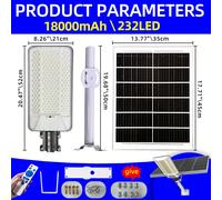 TEMU Farola Solar de Curva Ultra con Batería de 18000Mah, de Color de 6500K y Control Remoto, Adecuada para Jardines Domésticos, Iluminación Exterior, Estacionamientos Comerciales y Alumbrado