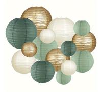 TEMU Faroles de Papel Decorativos, Faroles de Papel Colgantes Redondos Decoraciones para Rústica Despedida de Soltera Boda Verde Suministros para de Dorado//Verde 15 piezas