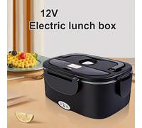 TEMU Fiambrera eléctrica para coche de 1.5L y 80W, 12V, acero inoxidable 304, con compartimento, calentador de alimentos para oficina/viaje