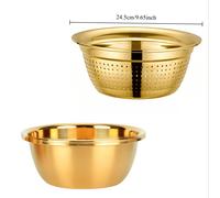 TEMU Filtro de Alimentos de Acero Inoxidable, Herramienta de Drenaje, de Filtro con para Mezclar, Filtro de Cocina para Arroz, Pasta, de Verduras y Frutas Dorado
