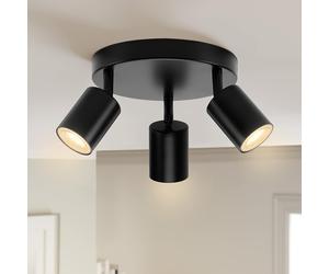 TEMU Foco de techo LED giratorio con accesorios GU10, con tres bombillas redondas, ideal para cocinas modernas, dormitorios y salas de estar (bombillas no incluidas)