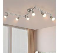 TEMU Foco de techo LED moderno con 6 luces, diseño de metal negro, ajustable para uso en pasillos, cocinas, dormitorios y salas de estar (bombilla no incluida)