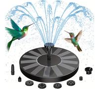 TEMU Fontana Solar para Jardín Exterior, Fuente de Aves con 6 Boquillas IPX8 Impermeable, Ideal para Estanques, Piscinas y Acuarios, Bomba Flotante Autónoma con Energía Solar