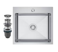 TEMU Fregadero de Acero Inoxidable de Grado Comercial T304, con Placa de Acero de 3mm de para Resistencia a la Corrosión, Kit de Desagüe, Tamaño 48*45cm, Ideal para Uso Doméstico Diario