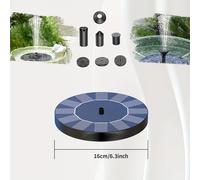TEMU Fuente de agua solar con bomba para jardín y baño de pájaros - Fuente de agua solar con boquillas, Bomba flotante energía solar para baño de aves, jardín, estanque, piscina, exterior