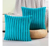 TEMU Fundas de Cojín de Pelo Set de 2, Lujo y Esponjoso con Rayas Decorativas para Sofá, ,
