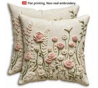 TEMU Fundas de cojín para sofá de estilo crema 2D , 2 piezas, adecuadas para sofás, camas, oficinas, coches, mantas de viaje para acampar al , decoración del hogar - Regalo de temporada, 2D