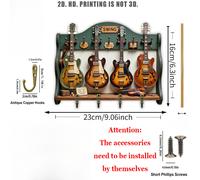 TEMU Gancho para llaves 2D, 1 pieza, con forma de guitarra, colgador de llaves multifuncional de madera para el hogar, decoración de pared, decoración de porche, decoración de habitación, decoración