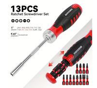 TEMU Geinxurn Juego de herramientas manuales industriales 1pc / 2pcs / 4pcs / 13pcs, destornillador de carraca de 36 dientes y 240 mm de largo, con almacenamiento de puntas, puntas reemplazables