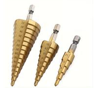 TEMU GOXAWEE Juego de 3 brocas escalonadas HSS recubiertas - Hechas de acero de velocidad con , ideales para taladrar madera y metal, perfectas para manualidades, y aplicaciones profesionales